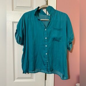 Teal Button-Up Women's Top